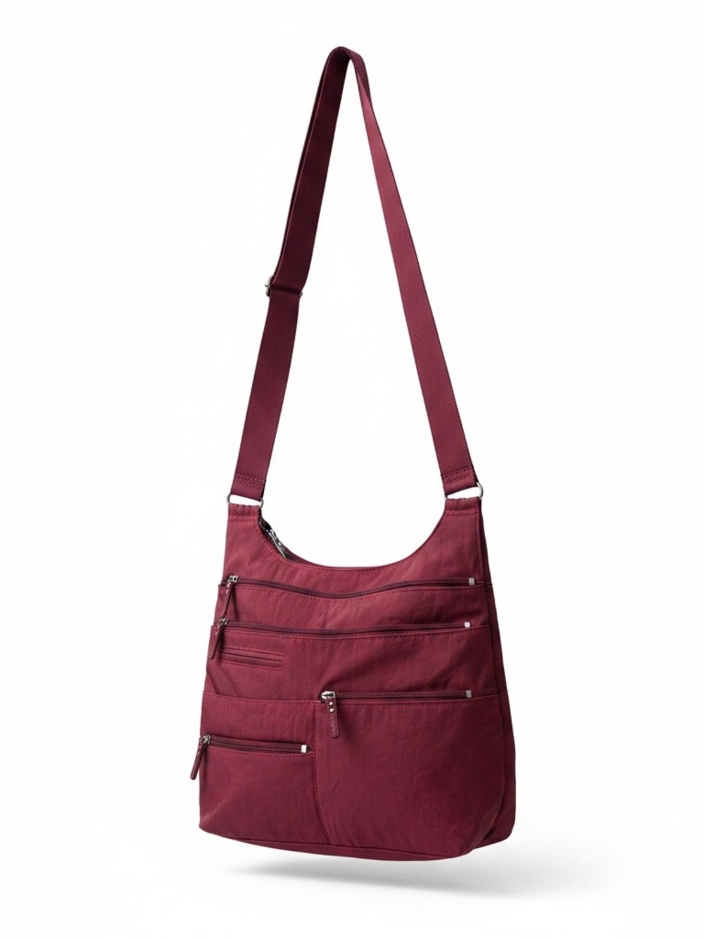 HIGHWAY Nico Red Nylon Organizer Multi-Pocket Shoulder Eco Zipper Crossbody Bag
